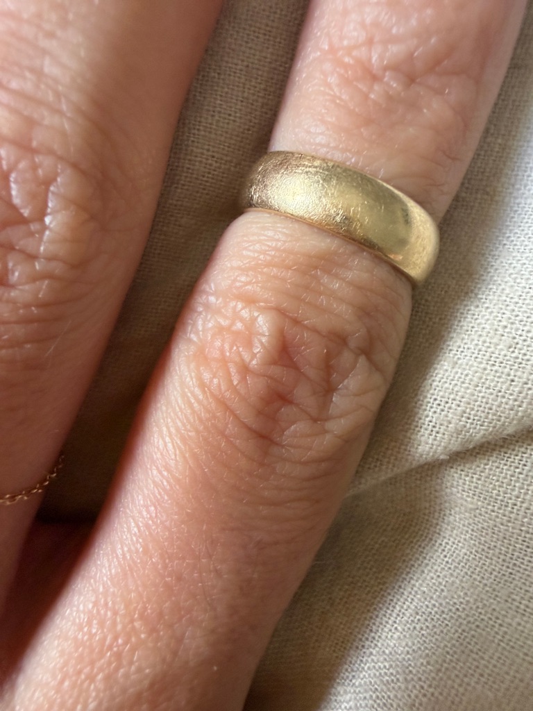 Vintage 14k Gold Wedding Band Ring Satin Dome Ring Unisex Stack Ring